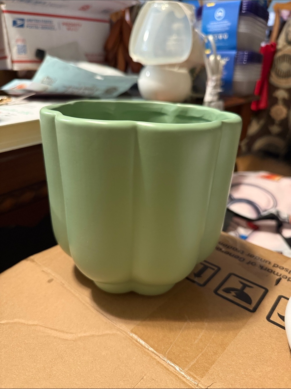 Room Essentials Mint Green Scalloped Ceramic Planter